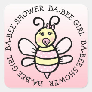 Pegatina Cuadrada Baby Girl Ba-Bee Shower