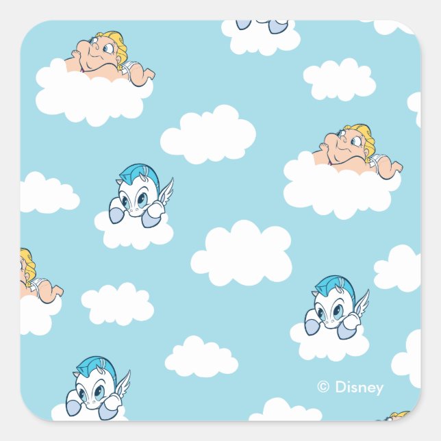 Pegatina Cuadrada Baby Hercules and Pegasus Cloud Pattern Square Sti (Anverso)