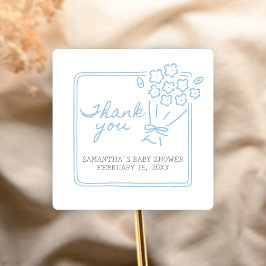 Pegatina Cuadrada Baby In Bloom Baby Shower