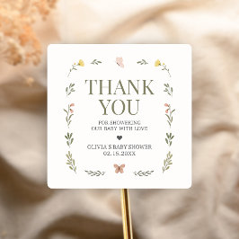 Pegatina Cuadrada Baby in Bloom Wildflower Baby Shower