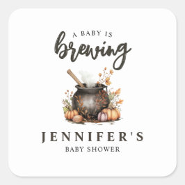 Pegatina Cuadrada Baby Is Brewing Halloween Baby Shower