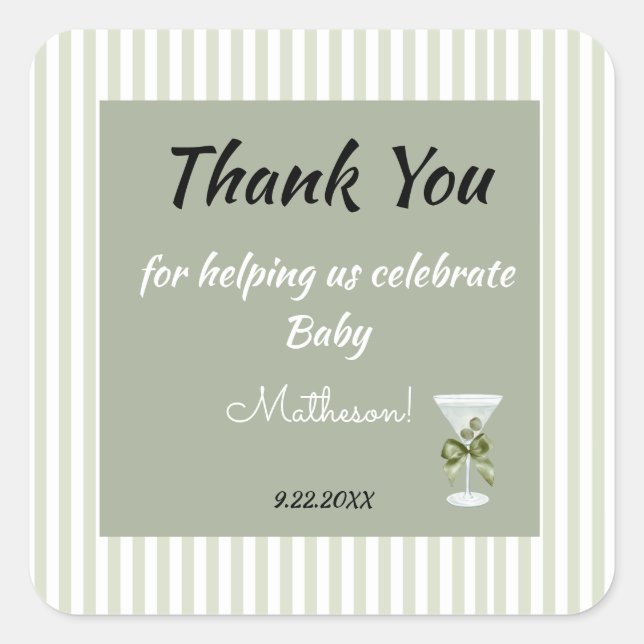 Pegatina Cuadrada Baby Martini 'tini-one'  (Anverso)