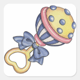 Pegatina Cuadrada Baby Rattle