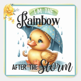 Pegatina Cuadrada Baby Shower Cute Rubber Duck