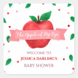 Pegatina Cuadrada Baby Shower de Apple of my Eye