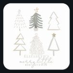 Pegatina Cuadrada Baby Shower de Boho Green Christmas Trees<br><div class="desc">El pegatina de este boho "alegre bebé ducha" de un niño de vacaciones cuenta con árboles de Navidad en tonos verdes. Personalízalo para tus necesidades. Puedes encontrar productos coincidentes en mi tienda.</div>