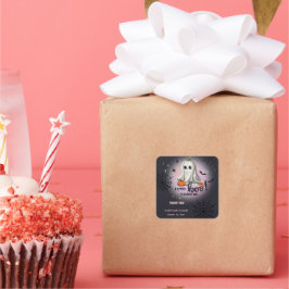 Pegatina Cuadrada Baby Shower de calabaza de Halloween