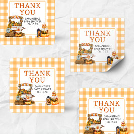 Pegatina Cuadrada Baby Shower de calabaza local