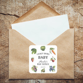 Pegatina Cuadrada Baby Shower de color blanco puro de origen local