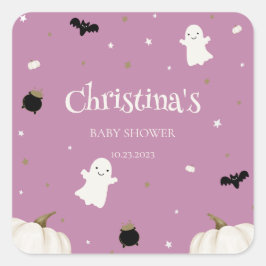 Pegatina Cuadrada Baby Shower de Halloween