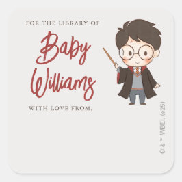 Pegatina Cuadrada Baby Shower de Harry Potter simple