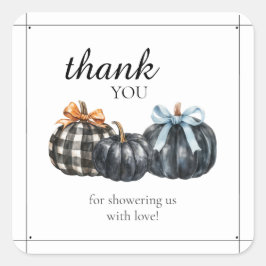 Pegatina Cuadrada Baby Shower de las bombas de color negro