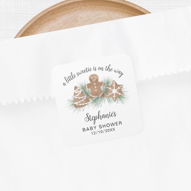 Pegatina Cuadrada Baby Shower de navidades (Subido por el creador)