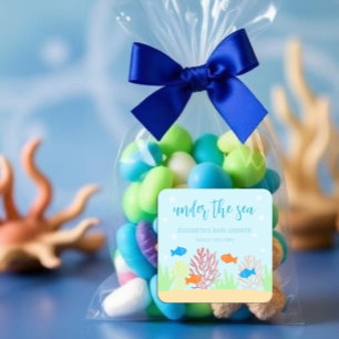 Pegatina Cuadrada Baby Shower de Sea Life