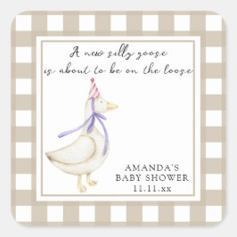 Pegatina Cuadrada Baby Shower de Silly Goose