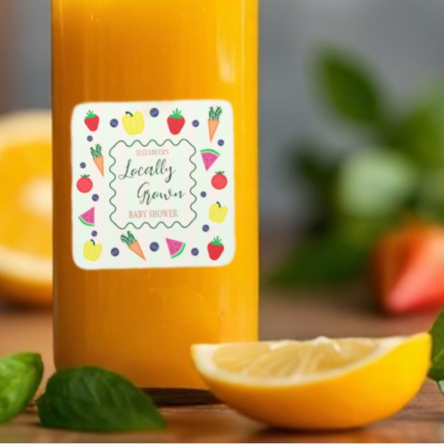 Pegatina Cuadrada Baby Shower en el mercado de agricultores locales (Subido por el creador)