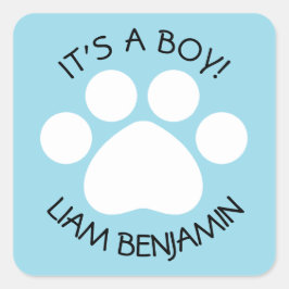 Pegatina Cuadrada Baby Shower - Es un chico - Tema de la impresión d