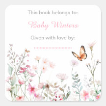 Baby Shower floral de mariposa rosa profunda prima