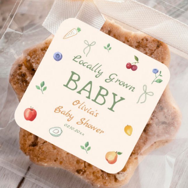 Pegatina Cuadrada Baby Shower local (Subido por el creador)