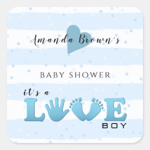 Pegatina Cuadrada Baby Shower Love Baby