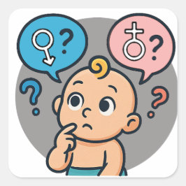 Pegatina Cuadrada Baby shower name survey card