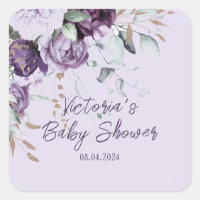Baby Shower Purple Floral Elegante Personalizado