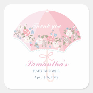 Pegatina Cuadrada Baby Shower Thank you Tag