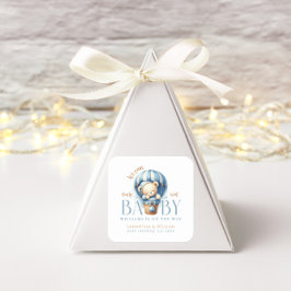 Pegatina Cuadrada Baby Teddy Bear Blue Ballon Boy