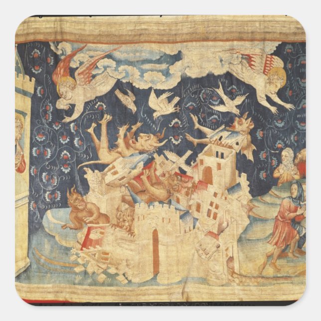 Pegatina Cuadrada Babylon invadido por demonios (Anverso)