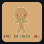 Pegatina Cuadrada Babys First Christmas Gingerbread Boy<br><div class="desc">El patrón del niño de primera Navidad con pan de jengibre se verá muy bien en los regalos de los Navidades de tu pequeño durante estas fiestas.</div>