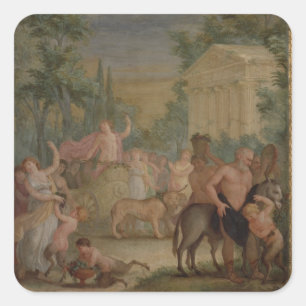Pegatina Cuadrada Bacchus y Ariadne (aceite en lona) 2