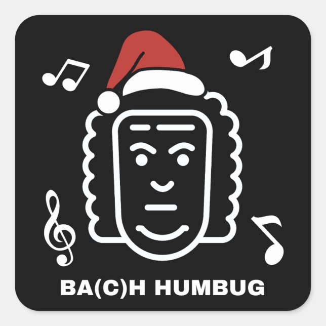 Pegatina Cuadrada BACH Funny Classical Music Composer Christmas Pun (Anverso)