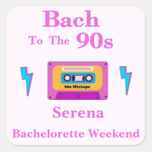 Pegatina Cuadrada Bach to the 90s Cassette Tape Bachelorette