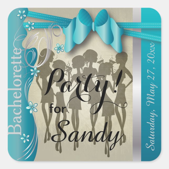 Pegatina Cuadrada Bachelorette o Chicas de la Diva de la Fiesta del  (Anverso)