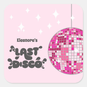 Pegatina Cuadrada Bachelorette Party Groovy Last Disco Favor