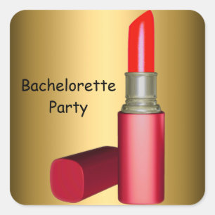 Pegatina Cuadrada Bachelorette Party LipStick boda Bachelorette