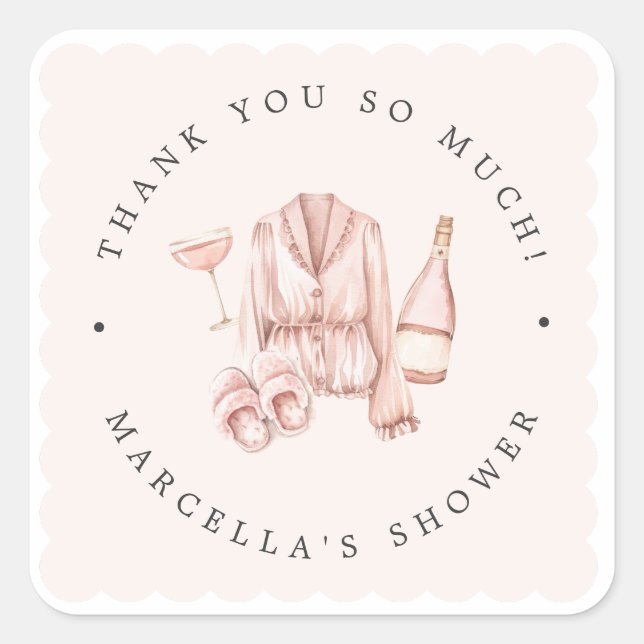 Pegatina Cuadrada Bachillerato de Pajamas y Prosecco (Anverso)