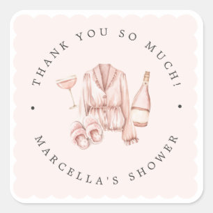 Pegatina Cuadrada Bachillerato de Pajamas y Prosecco