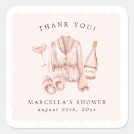 Pegatina Cuadrada Bachillerato de Pajamas y Prosecco