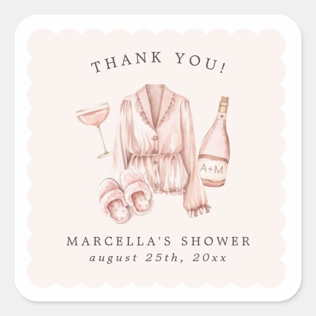 Pegatina Cuadrada Bachillerato de Pajamas y Prosecco (Anverso)