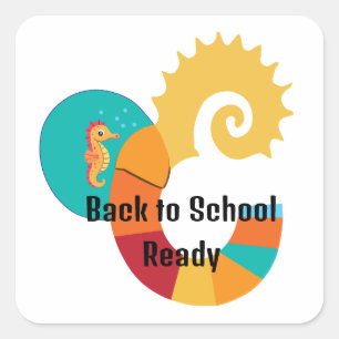 Pegatina Cuadrada Back to School