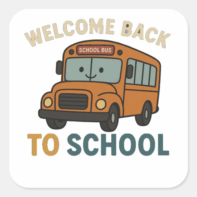 Pegatina Cuadrada Back to School – Cute and Funny School  (Anverso)