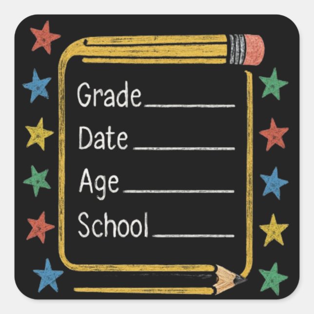 Pegatina Cuadrada Back to School  | First Day of School (Anverso)