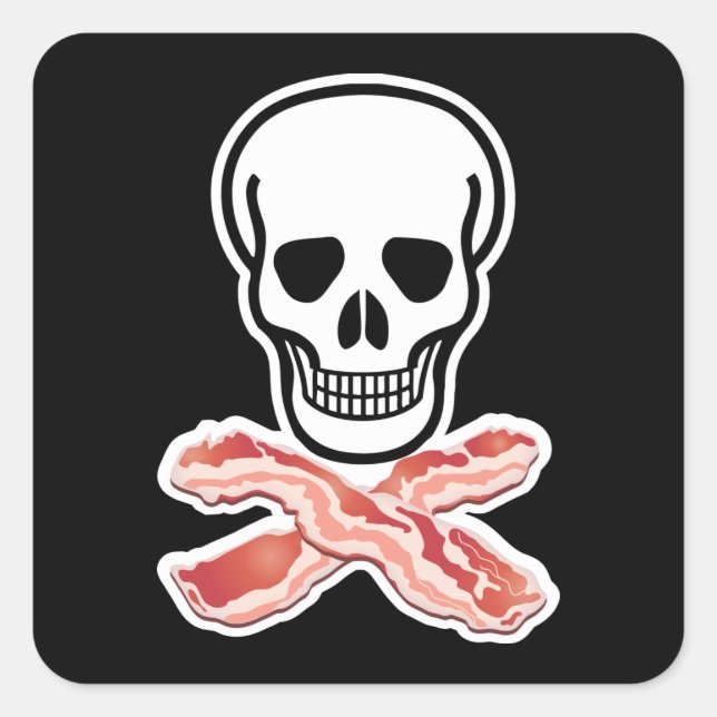 Pegatina Cuadrada ¡Bacon o Muerte! (Anverso)