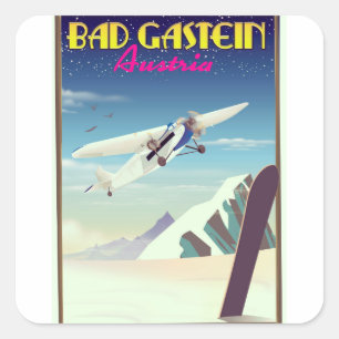 Pegatina Cuadrada Bad Gastein Austria Snowboarding poster