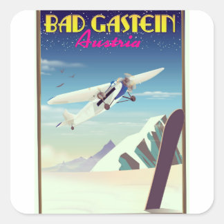 Pegatina Cuadrada Bad Gastein Austria Snowboarding poster