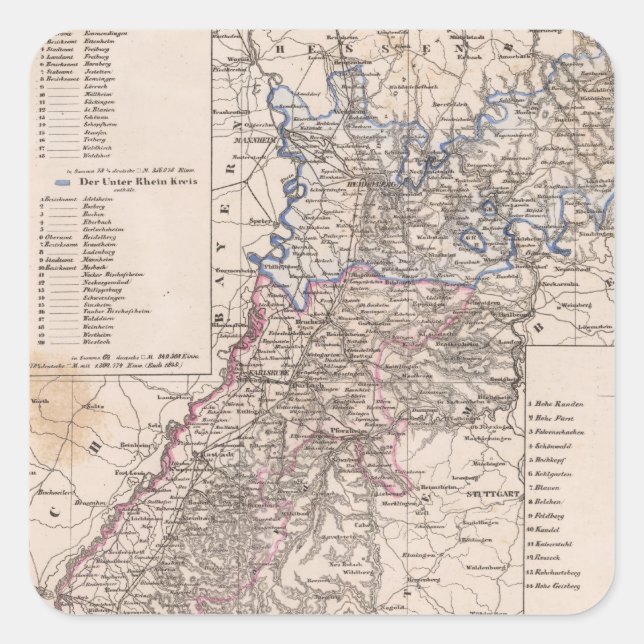 Pegatina Cuadrada Baden, Alemania (Anverso)