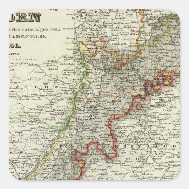 Pegatina Cuadrada Baden, Alemania (Anverso)