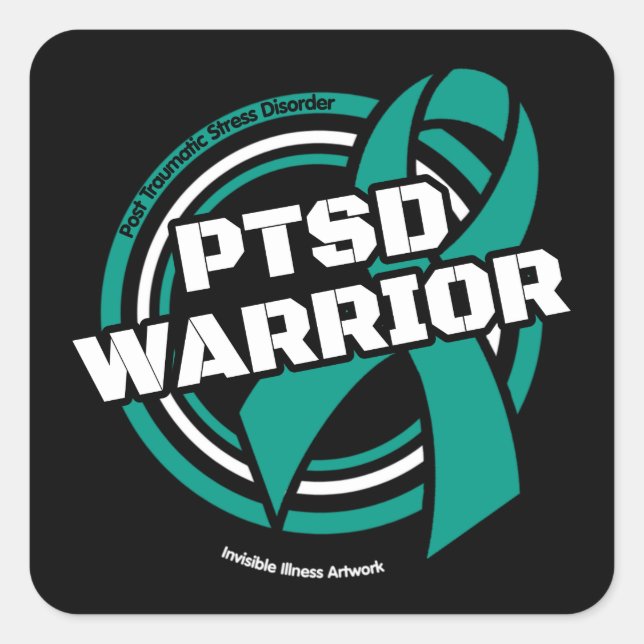 Pegatina Cuadrada Badge...Pegatina rectangular PTSD (Anverso)