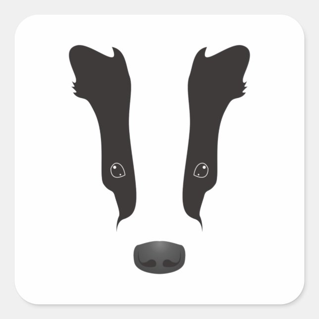 Pegatina Cuadrada Badger Face Silhouette (Anverso)
